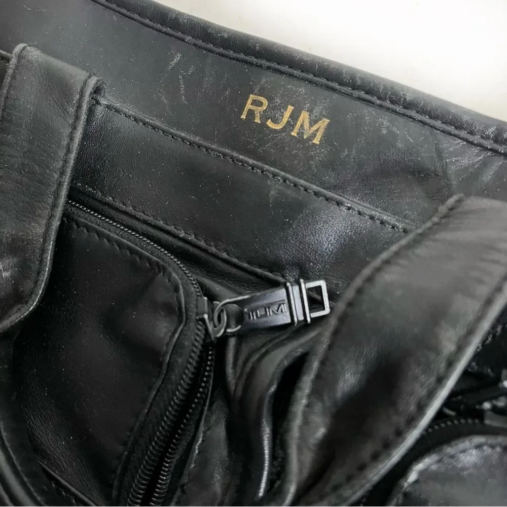 TUMI Black Leather Bag Laptop Multi Pockets Zippers Top Handles Shoulder Strap